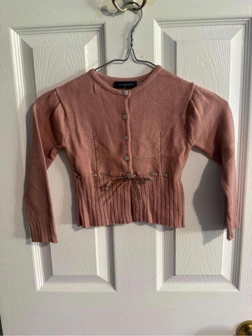 Burberry Girls' Rosewood Pink Knit Cardigan
